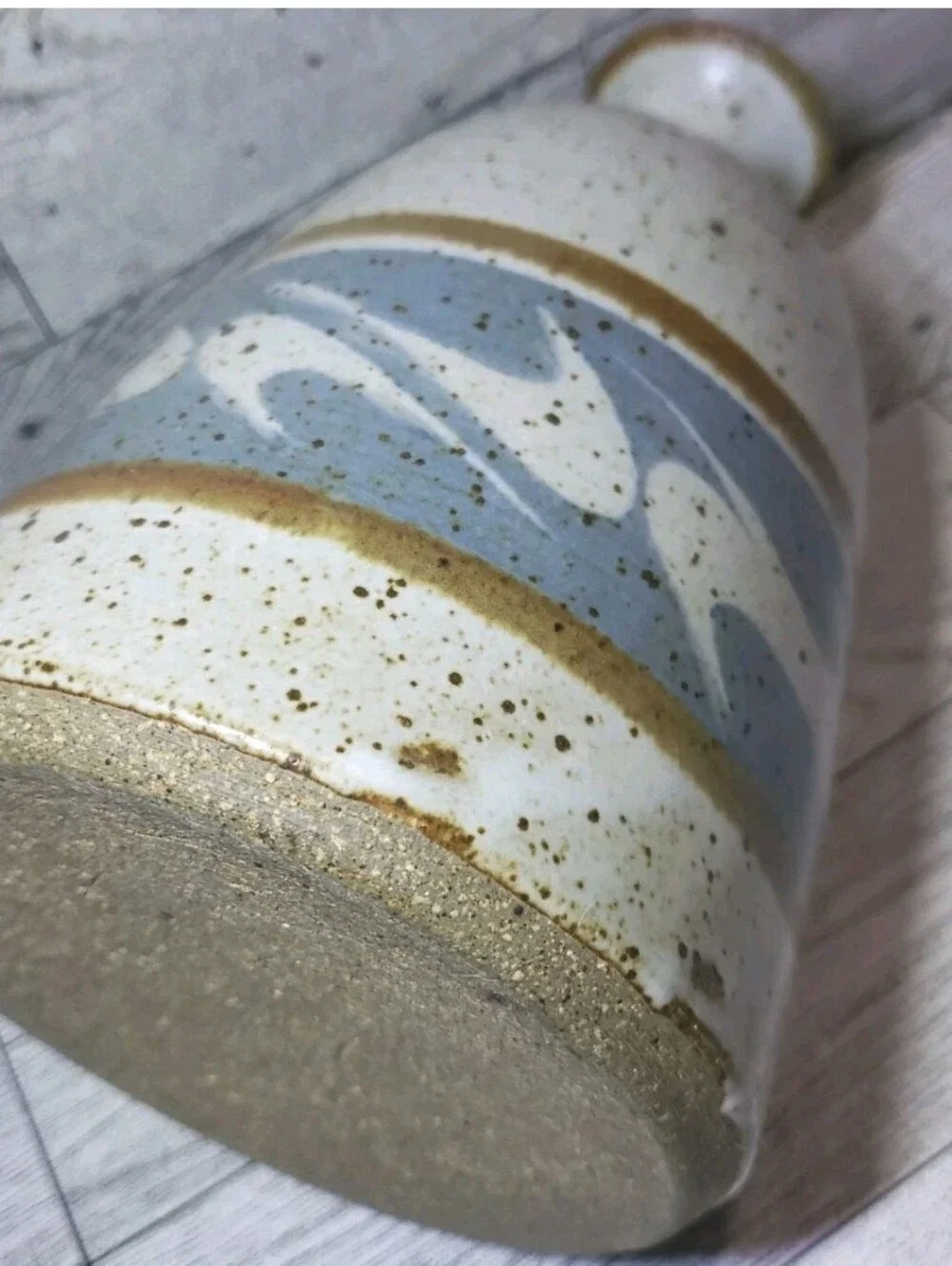 Pottery Vase Western Marked Brown Blue